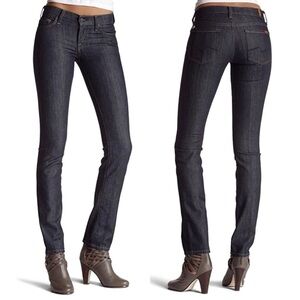 7 For All Mankind Roxanne Low Rise Slim Fit Full Length Dark Wash Jeans Size 26